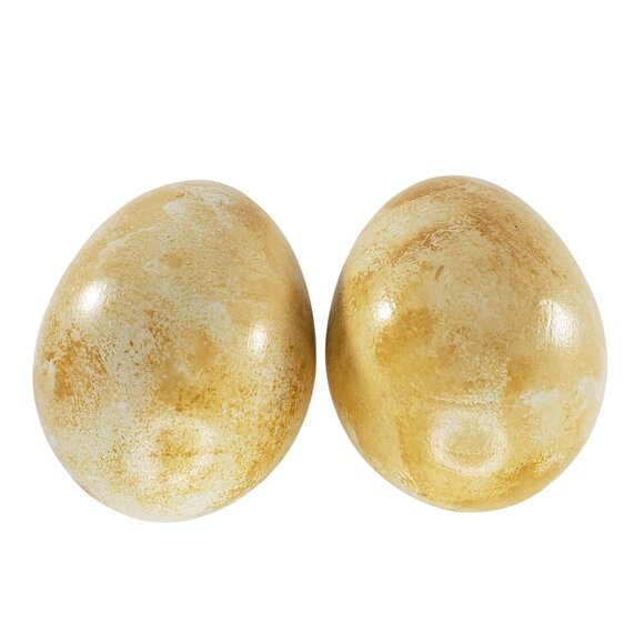 Large Hand-Painted Wood Easter Eggs Set of 2 Holiday Decorations - Picture 3 of 6